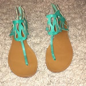 Teal Butterfly Sandals Size:9